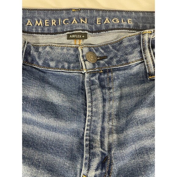 American Eagle Jeans Mens 36x32 Slim Straight Airflex Stretch Distressed Denim - Picture 2 of 5
